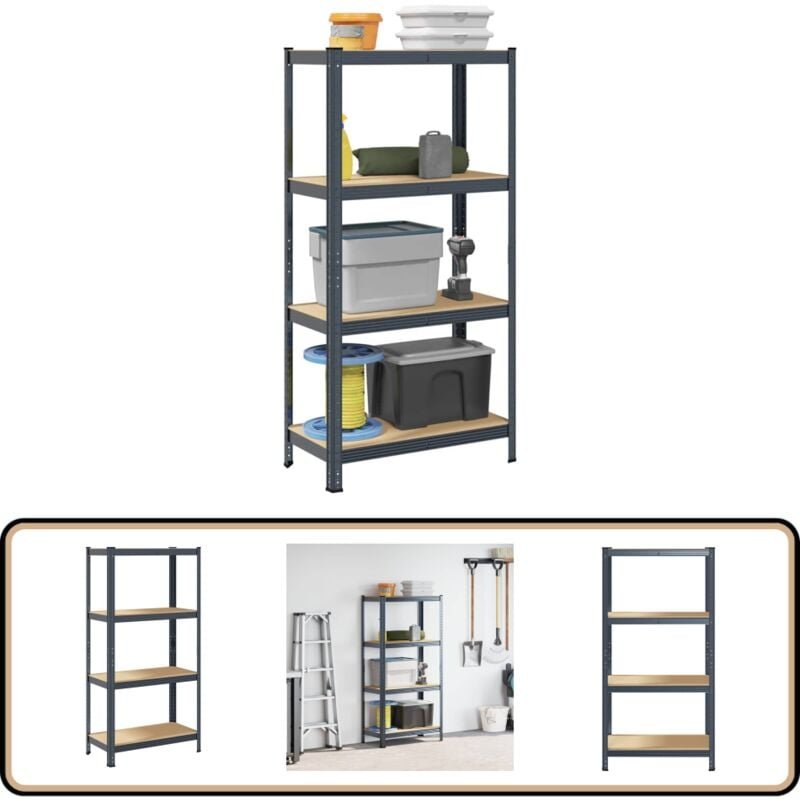 Lagerregal mit 4 Böden Anthrazit Stahl & Holzwerkstoff - Vidaxl