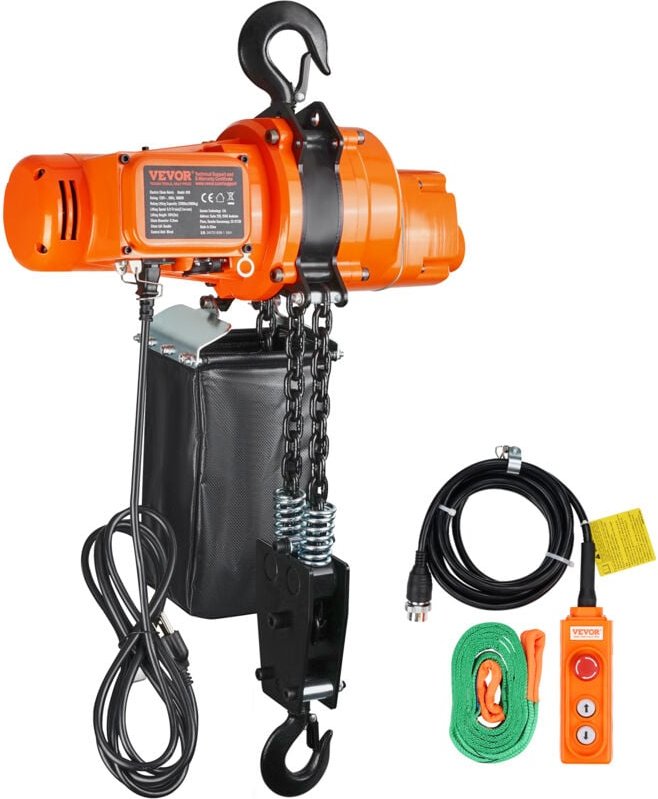 Elektrischer Kettenzug, 998 kg Tragkraft, 3 m Hubhöhe, Seilhebezug, einphasige elektrische Seilwinde mit G80-Kette, 3 m ...