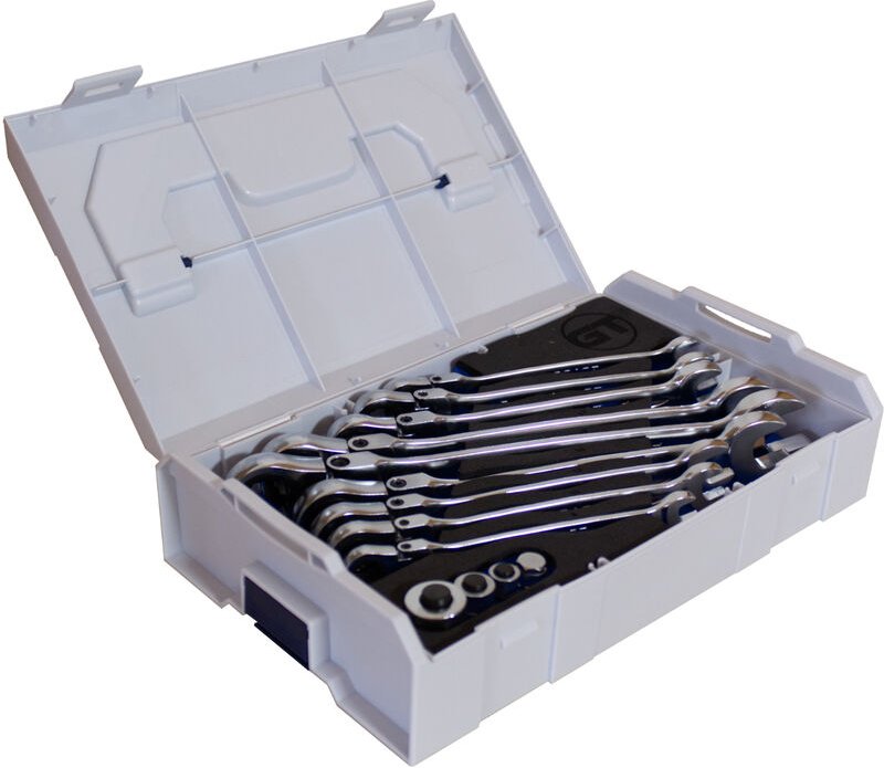 Ratschen-Ringschlüssel-Set 13-tlg. 8-19mm mit Gelenk in L-Boxx Mini - Gotools