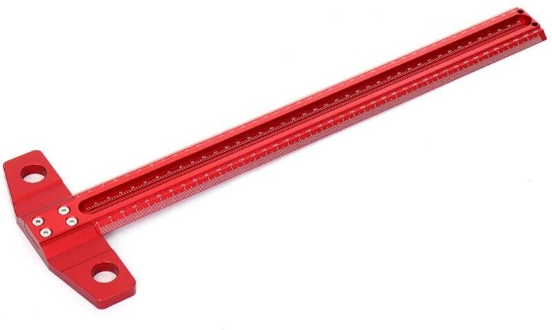 Alovez - Anreißnadel für die Holzbearbeitung, T-Lineal, 1 mm Loch, gekreuztes Lineal, Anreißlehre aus Aluminiumlegierung...