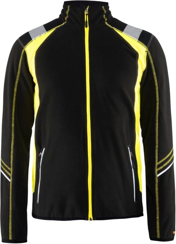Arbeitsjacke aus Mikropolar mit fluoreszierenden Details 4993 – Schwarz/Neongelb L