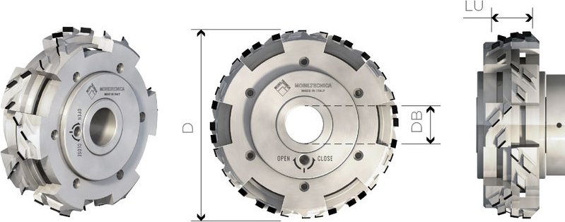 Mtecf033.2 - Austauschbare Schleif-Fräse Mit Mikrometrischer Einstellung Hyreo Ax. 45° - Mobiltecnica .2d200 Lu25/38 Z5+...