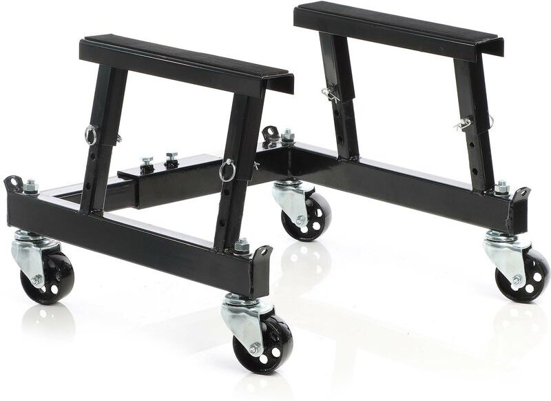 Wiltec Montageständer für Motorrad und ATV mit Rädern bis zu 680kg mit 300–380mm Arbeitshöhe für Hebebühnen, Montagebock