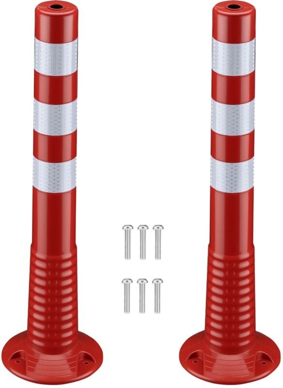 Wiltec - 2x Absperrpfosten ø 20 x 75 cm aus pu, Sperrpfosten mit Reflexionsstreifen, mobile Absperrung mit Schrauben, Au...