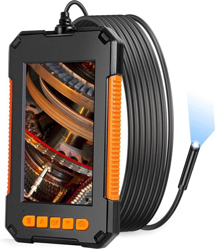 Industrie-Endoskop, 1080P HD-Endoskopkamera, Rohrinspektionskamera, 4,3-Zoll-HD-Bildschirm, 8 LED-Leuchten, 5 m halbstar...
