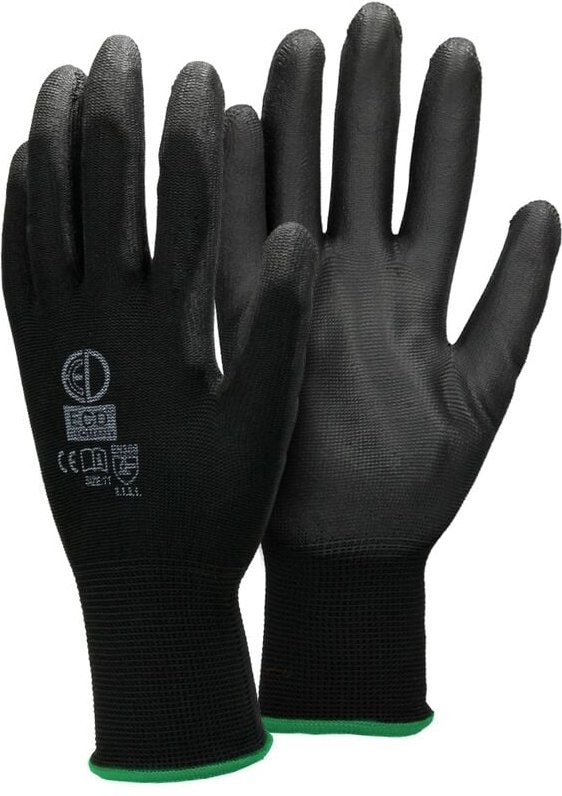 Ecd Germany - 4 Paar Arbeitshandschuhe mit PU-Beschichtung, Größe 11-XXL, Schwarz, atmungsaktiv, rutschfest, robust, Mec...