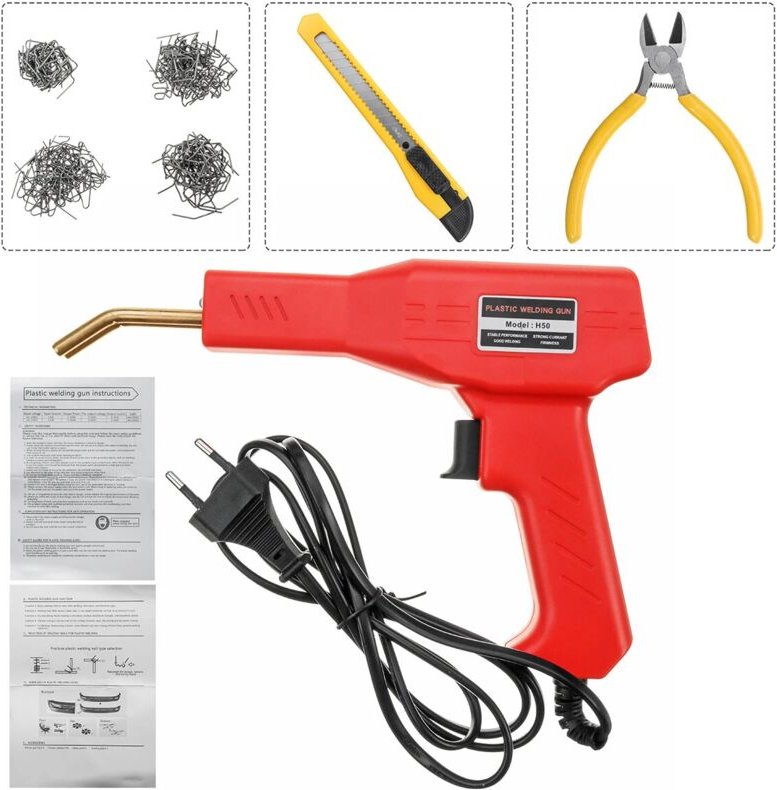 220 v Autoreparatur Heißhefter Stoßstange Kunststoff Schweißbrenner Lötwerkzeugsatz - 220 v EU-Stecker