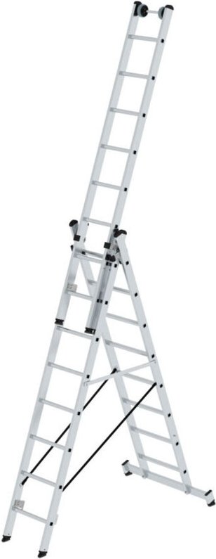 Günzburger Steigtechnik - Mehrzweckleiter 3tlg. mit nivello-Traverse und Wandlaufrollen 3 x 8 Sprossen - 033308