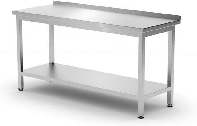Wandarbeitstisch mit Regalboden Budget Line - geschraubt, Tiefe 600 mm, Budget Line, 1200x600x(H)850mm - Hendi