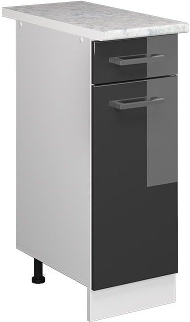 Küchenunterschrank R-Line, Anthrazit Hochglanz, 30 cm , ap Marmor Vicco