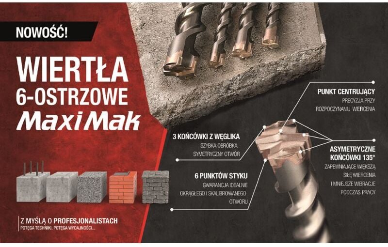 Maxi Mak SDS-Max Hammerbohrer 42 x 340 mm, professionelles Werkzeug zum Bohren in Beton und widerstandsfähigen Materiali...