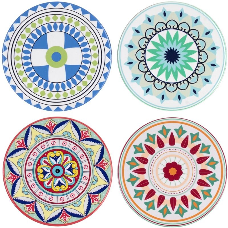 Signes Grimalt - 4U Blauer runder Untersetzer – Set mit 4 Vintage-Untersetzern für Küche und Esszimmer