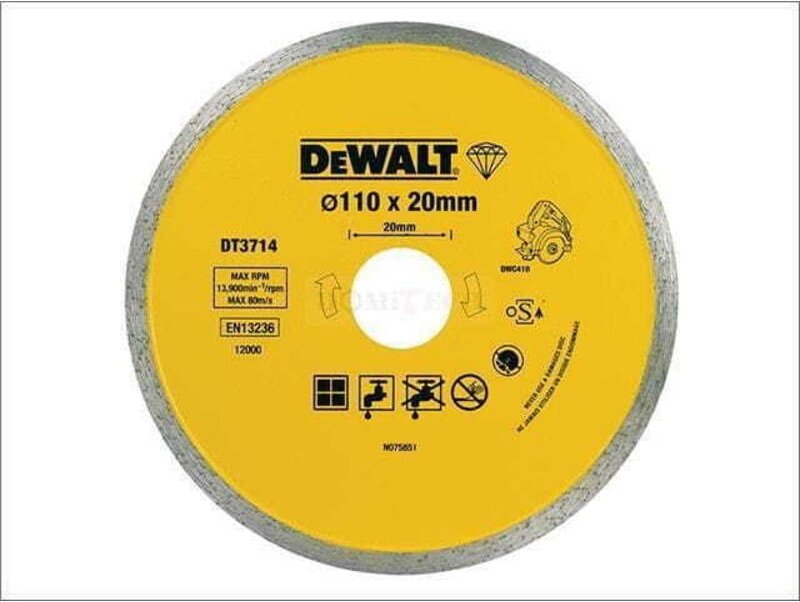 Zubehör - Diamanttrennscheibe Fliesen 110x20 mm DT3714 - Dewalt