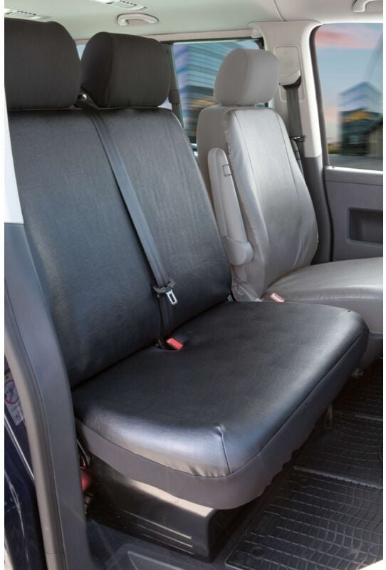 Walser - Passform Sitzbezug aus Kunstleder kompatibel mit vw T5, Doppelbank vorne