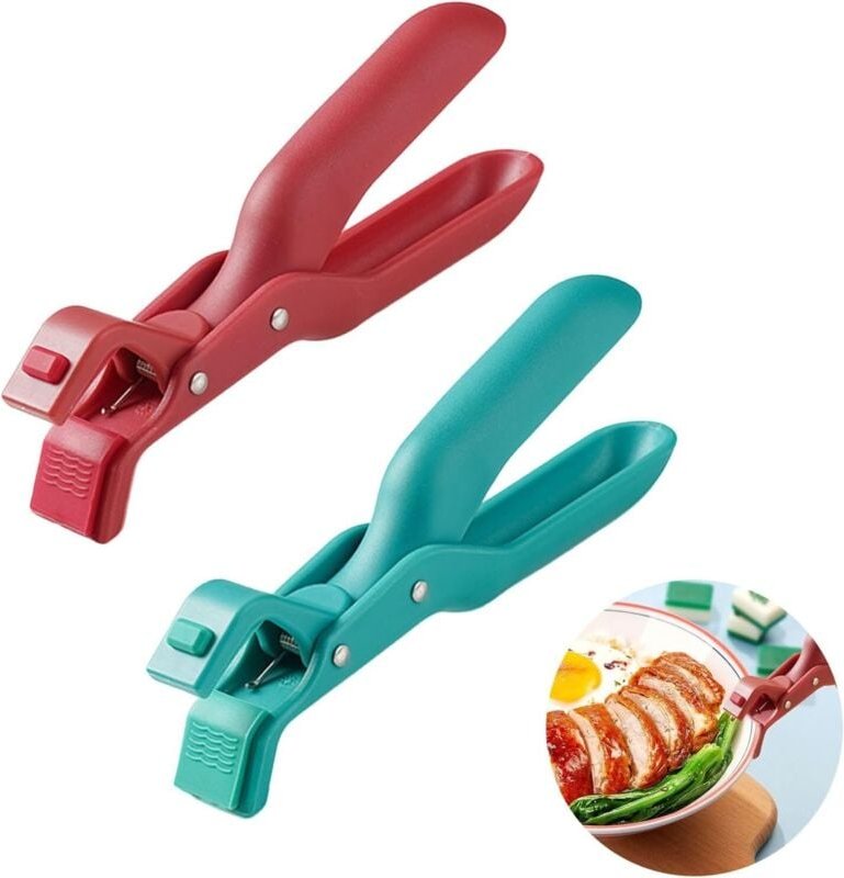 2-teiliges Küchenzangen-Set, vielseitiger Verbrühschutzclip aus Silikon, Mehrzweck-Verbrühschutzzange, multifunktionaler...