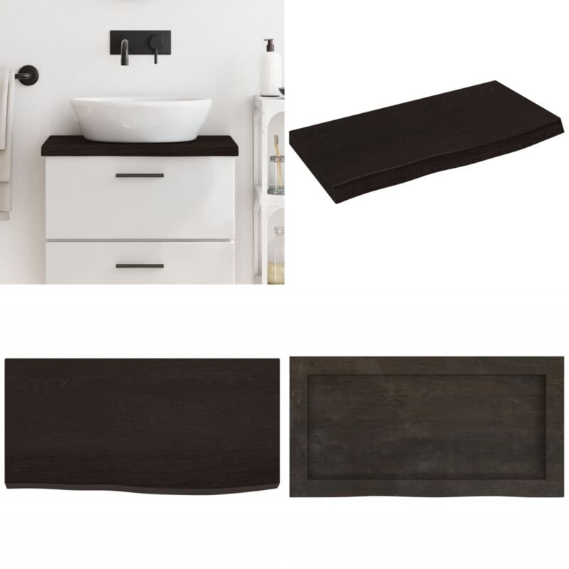 Waschtischplatte Dunkelbraun 60x30x(2-4)cm Massivholz Behandelt - Waschtischplatte - Eiche - Holzarbeitsplatte - Badreno...