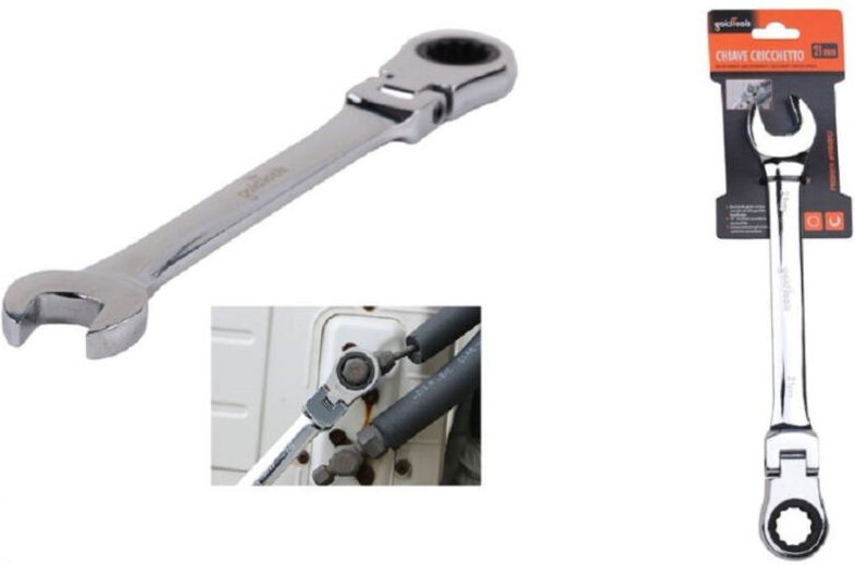 Trade Shop Traesio - Trade Shop - 21-mm-Maul-Ratschenschlüssel mit klappbarem Kopf, verchromtes Vanadium-Werkzeug 91742 ...