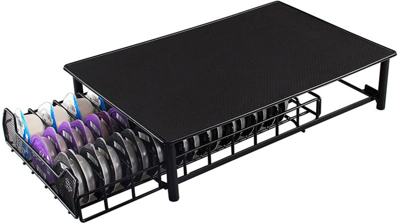 Kaffeekapselhalter 28×42×9,5cm Kaffeekapsel-Aufbewahrungsbox für 60 Kapseln Schwarzes Eisen Kaffeemaschinenunterteil