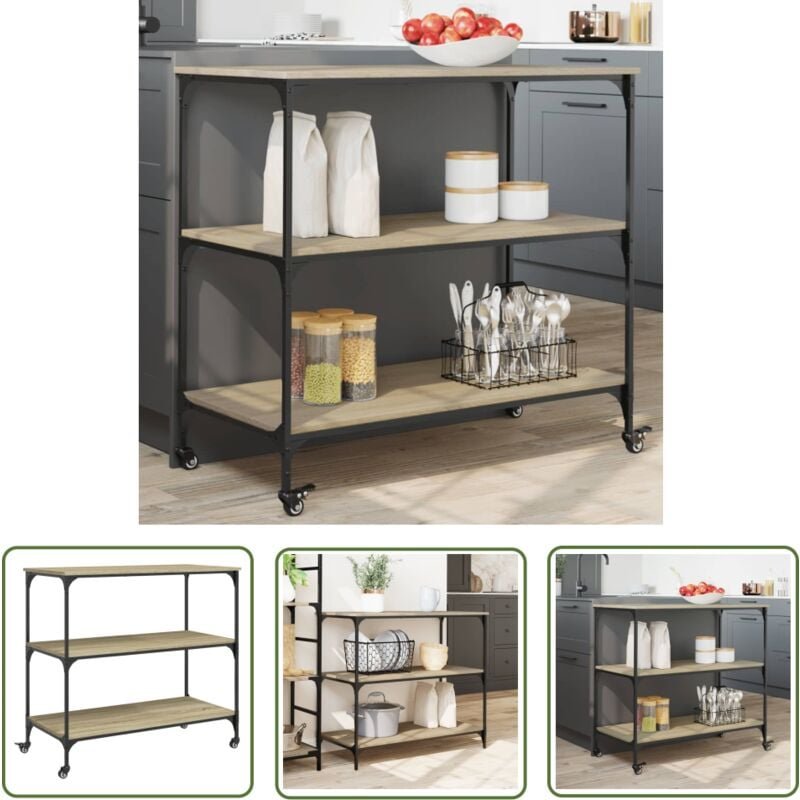 Küchenwagen Sonoma-Eiche 102x50x95 cm Holzwerkstoff - Küchenwagen - Holzwerkstoffmöbel - Esstisch - Sideboard - Vintage ...