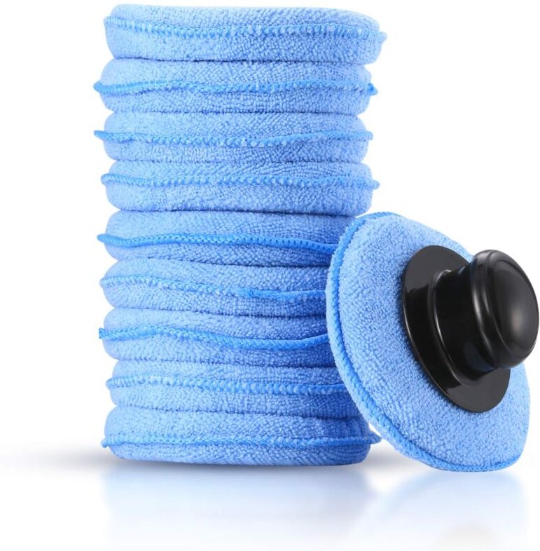 10 Stück Mikrofaser-Applikatorpads fürs Auto, Reinigungsschwämme für Autowachs, Schaumstoff-Applikatorpad-Griff für saub...