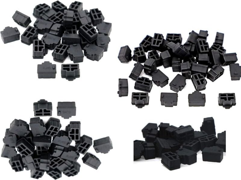 200PCS RJ45 Port Hub Staubdicht Kappe Protector Stecker Schwarz Silikon Ethernet
