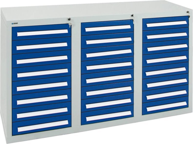 Stumpf - Schubladenschrank Serie T-100/35-3, 24 Schubladen enzianblau (24x100mm)