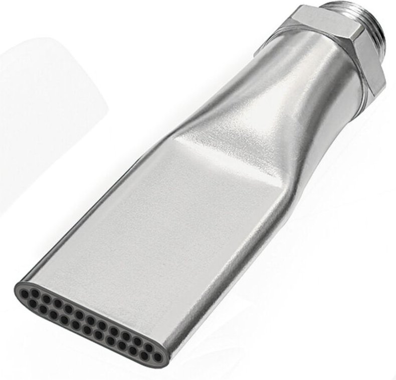 Riegler Lärmarme Flachdüse, G 3/8 AG, MS vernickelt, Düsenbreite 29mm, 15