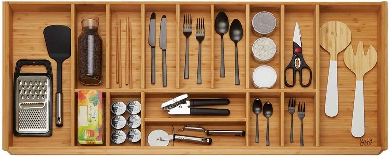 Orga-box 3 bambus Besteckeinsatz Holz-Besteckkasten für Nobilia Schubladen ab August 2012 für 120er Schublade (473 x 109...