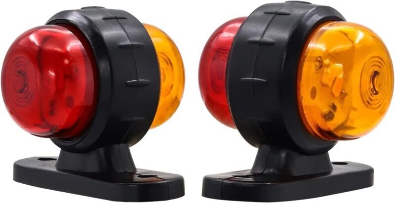 2 x LED-Seitenmarkierungsleuchten, 12 V/24 V, bernsteinfarben/rot, LED-Seitenmarkierungsleuchten hinten mit Gummisockel ...