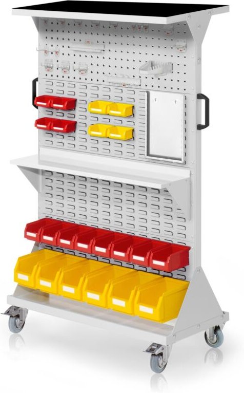 Kappes RasterMobil® mobiler Arbeitsplatzschrank Größe 4 1580x1000x500mm 2x Lochplatte 6x Schlitzplatte 47-teilig mit Auf...