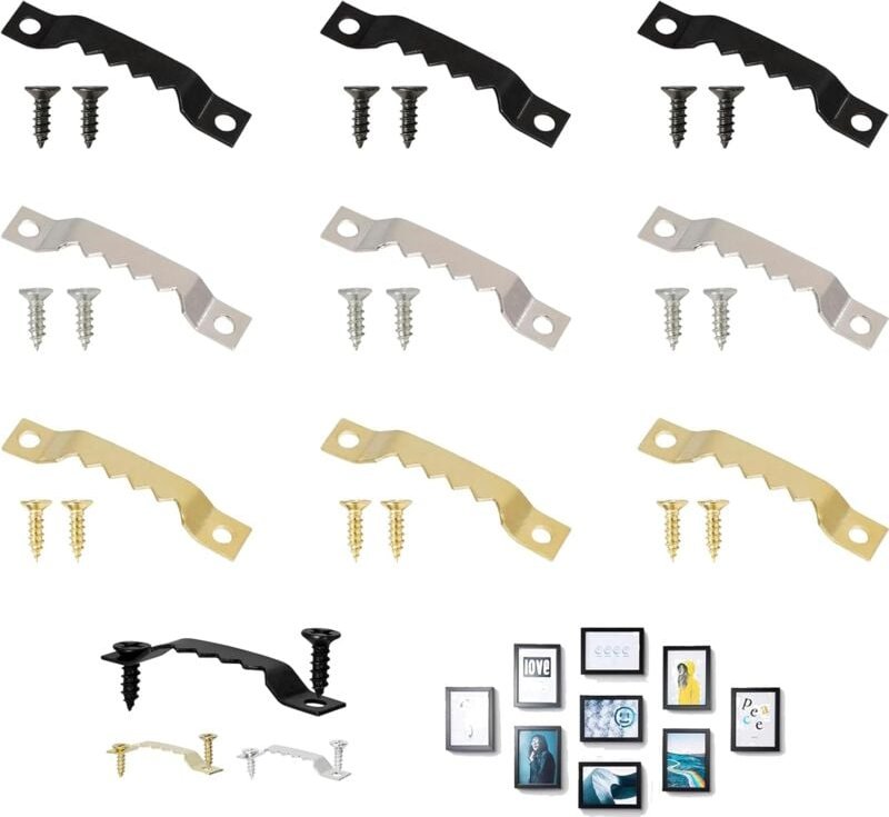 Bluedeer - 60 Stück Sägezahn Bildaufhänger, Bilderrahmen Aufhänger, Aufhänger für Bilder, mit Schrauben Zackenaufhänger,...