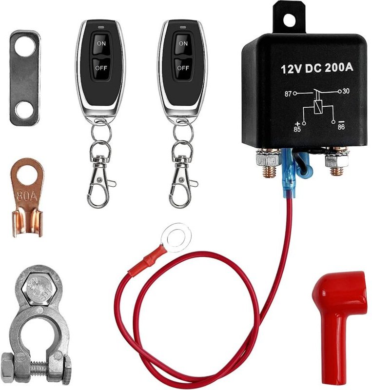 12-V-Batterietrennschalter, DC12V 200A Fernbatterietrennschalter, mit Fernbedienung, Batterietrennschalter für Autoboot,...
