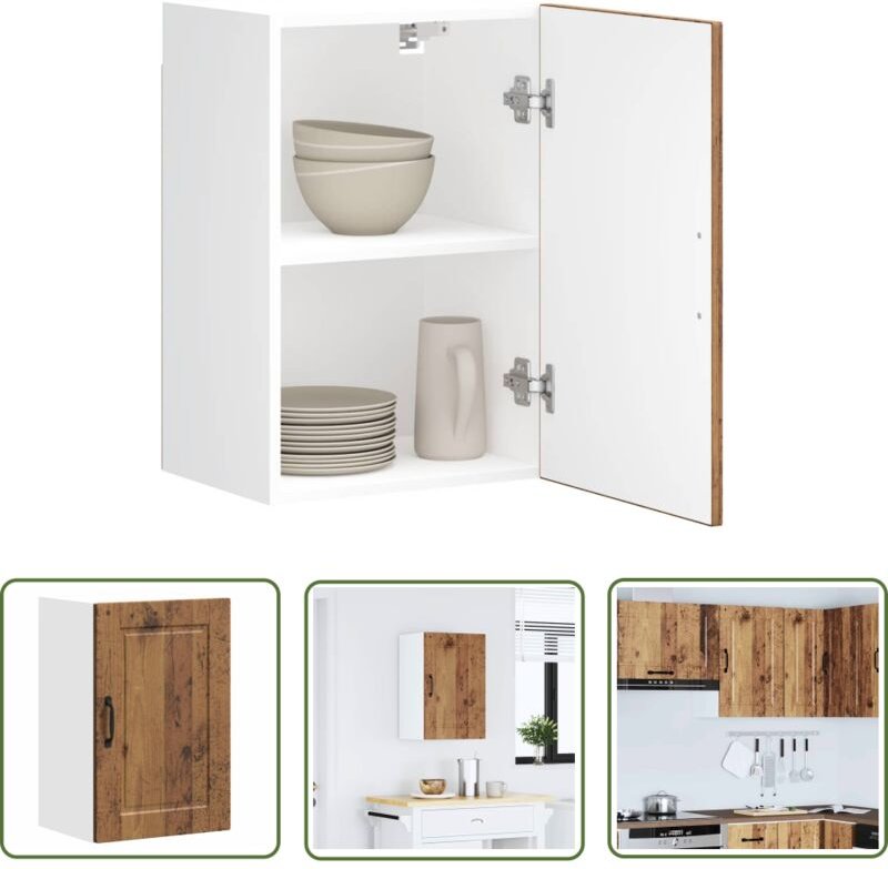 The Living Store - vidaXL Küchen-Hängeschrank Porto Altholz-Optik Holzwerkstoff