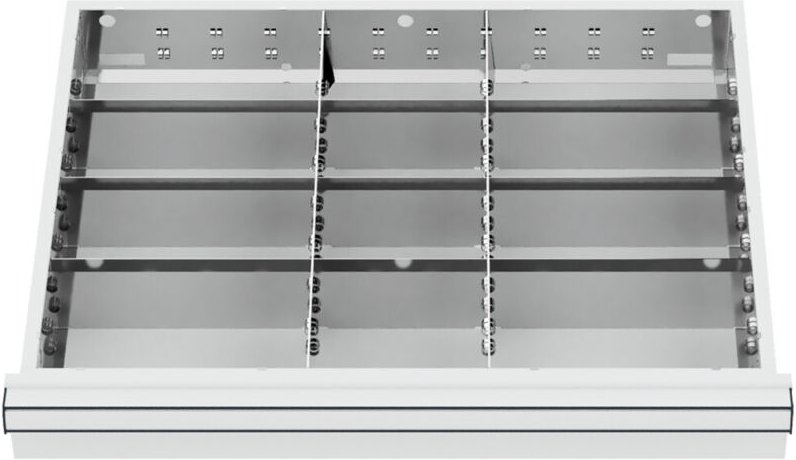 Schubladeneinteilung Metalleinteilung blh 100/125 mm Innenmaß 600x450 mm 12 Fächer 6 x tw 225 - Stier