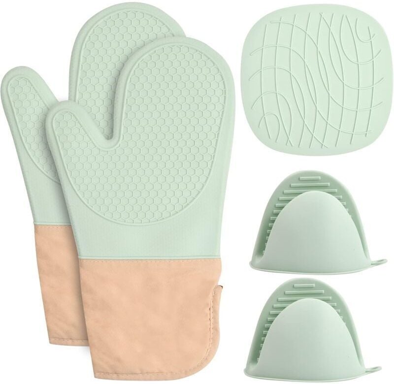 Silikon-Topflappen-Handschuh, Anti-Hitze-Ofenhandschuh, Küche, wasserdicht, Ofen-Topflappen, Küchenhandschuhe - Lntyq