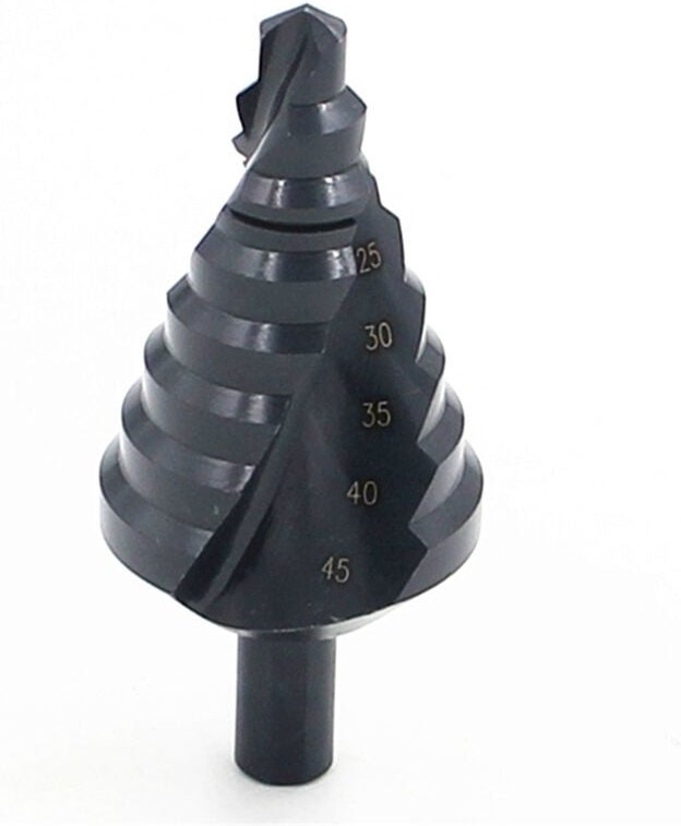Thumbnail - Dolaso - HSS-Spiral-Stufenbohrer, dreieckiger konischer Titanbohrer-Senker für dünnes Stahl-Reibbohren, 10–45 mm