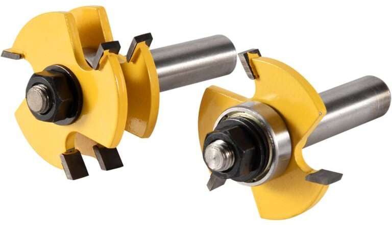 Nut- und Feder-Set, Fräser-Set, Holztürboden, 3 Zähne, verstellbar, 1/2-Zoll-Schaft, T-förmiger Holzfräser, Holzbearbeit...