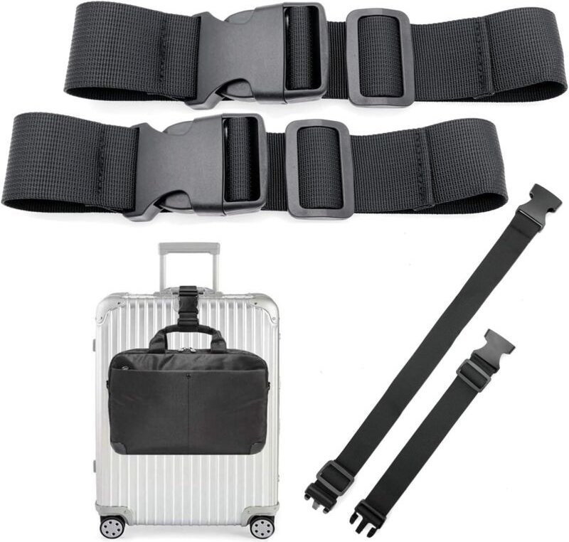 Lntyq 2er-Pack 30–50 cm kurze Koffergurte zum Hinzufügen einer Tasche, Gepäckbefestigungsgurt für zwei Koffer, Gepäckver...
