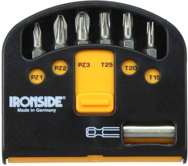 Ironside - Bit-Box 7tlg + magnetischer Bithalter Schraubendreher Heimwerker Werkzeuge top