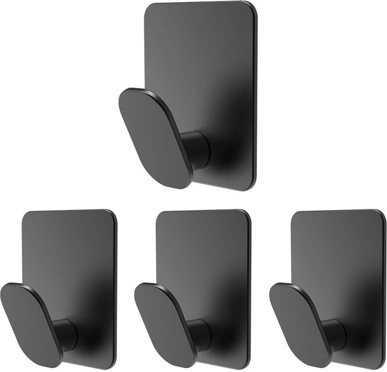 4er-Set Badhaken, Edelstahl, Befestigung mit Klebeband, Belastbarkeit bis 3 kg, Bad, waagerecht, hinter Türen, glatte Fl...