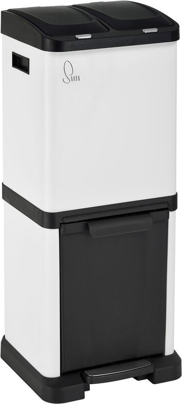 Mülleimer 2x8L + 16L Abfalleimer Mülltrennung Müllsammler Weiß - Svita