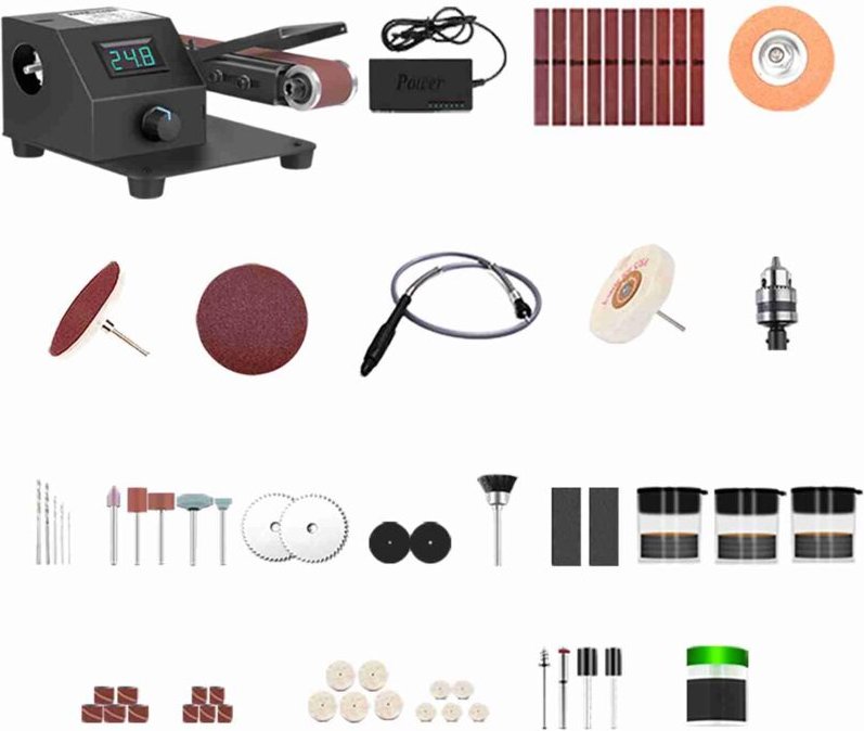 Ej.life - Hochgeschwindigkeits-Elektrobandschleifer mit Einstellbarem Winkel und Leistungsstarkem 350-W-Motor Zum Schlei...