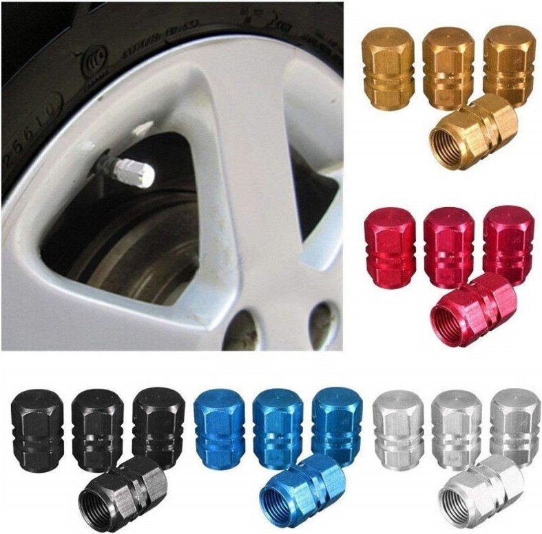 Trade Shop - 4er-Set verchromte Ventilkappen zum Reifenschutz für Autos, Motorräder, Fahrräder -