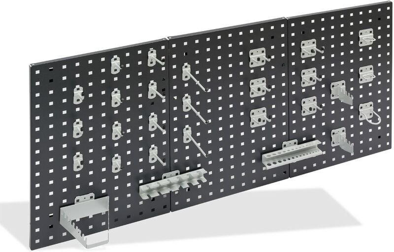 ADB - Werkzeugwand Lochwand 1177x456mm anthrazitgrau ral 7016 mit 28tlg Hakenset