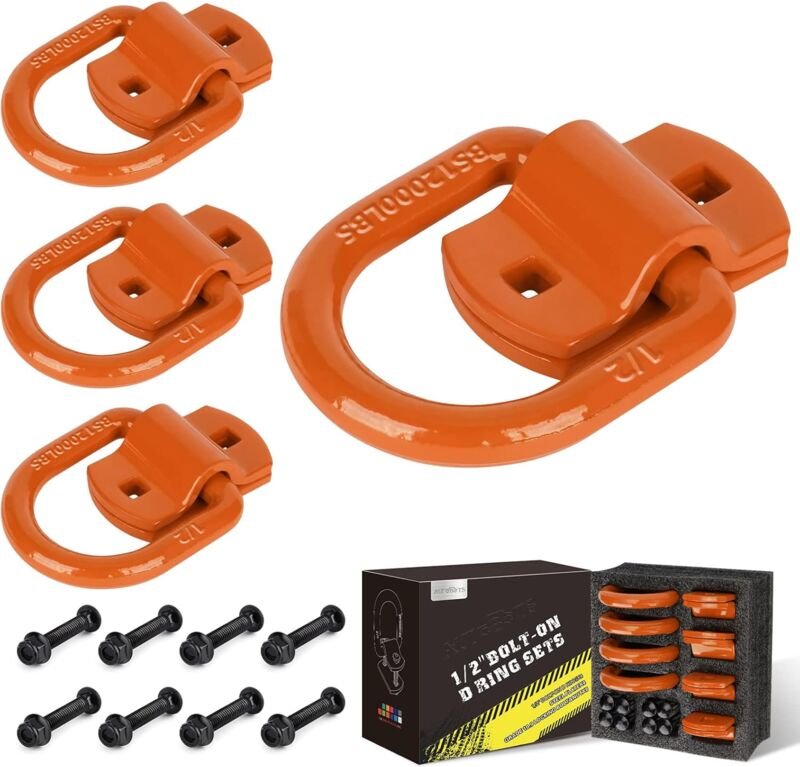 1,27 cm (1/2 Zoll) robuster, verschraubter, geschmiedeter D-Ring, 12.000 Pfund Bruchfestigkeit, Zurrhaken für Anhänger, ...