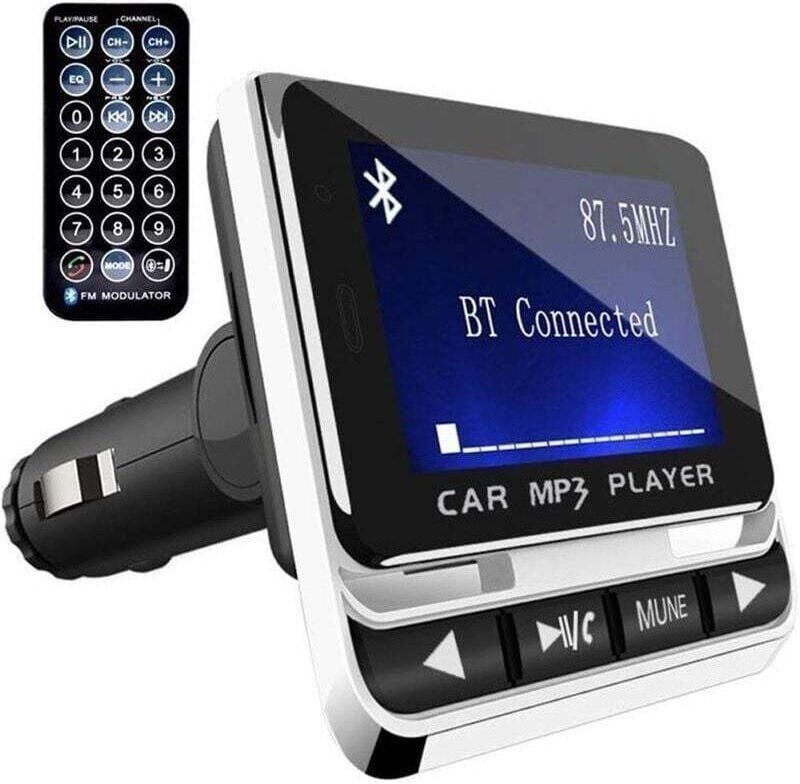 FM-Modulator fürs Auto, Bluetooth 5.0, 1,4-Zoll-Bildschirm, Fernbedienung, Klinkenanschluss, usb, Micro-SD, kompatibel m...