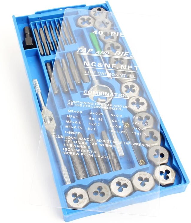 Xpotool - Gewindeschneider Set 40-teilig, M3-M12, Gewindebohrer und Schneideisen für Innen- und Außengewinde, Gewindesch...