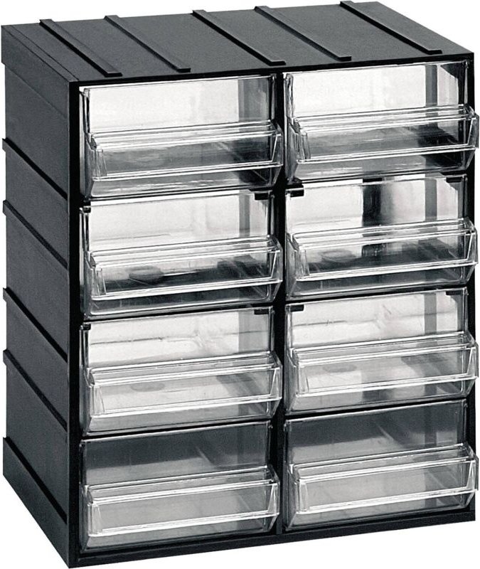 Thumbnail - Dmora 8 schubladenhalter Kommode, Lagerorganisator mit transparenten Schubladen, 100% Made in Italy, 19x15h23 cm, schwar...