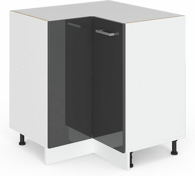 Vicco - Eckunterschrank R-Line, Anthrazit Hochglanz, 75.6 cm ohne Arbeitsplatte