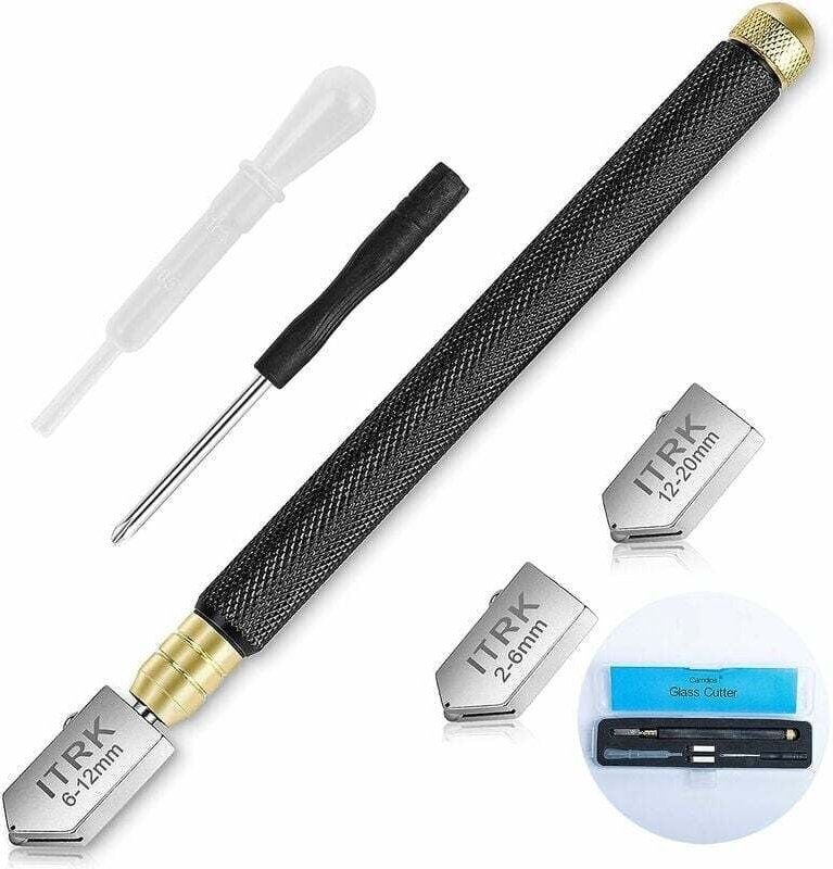 Shining House - Glasschneider, 2 mm–20 mm Glasschneidewerkzeug, Bleistift-Hartmetallspitze zum Schneiden von Glas/Fliese...